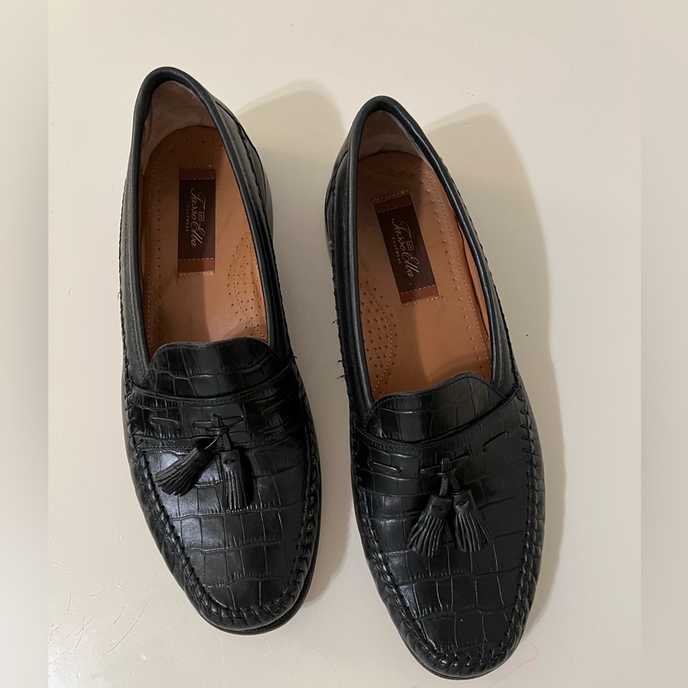 Tasso Elba Alligator Embossed Leather Tassel Loafer Size 10.5 D